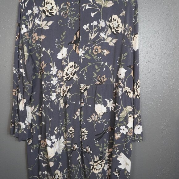 Old Navy Womens Grey Multicolored Floral Mid Sleeve Short Casual Dress Size XL - Picture 4 of 6